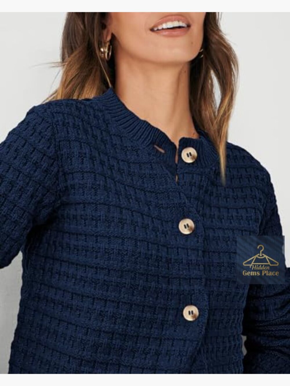 Open Front Cardigan Sweater Long Sleeve Button Down Knit Jacket - Picture 5 of 7